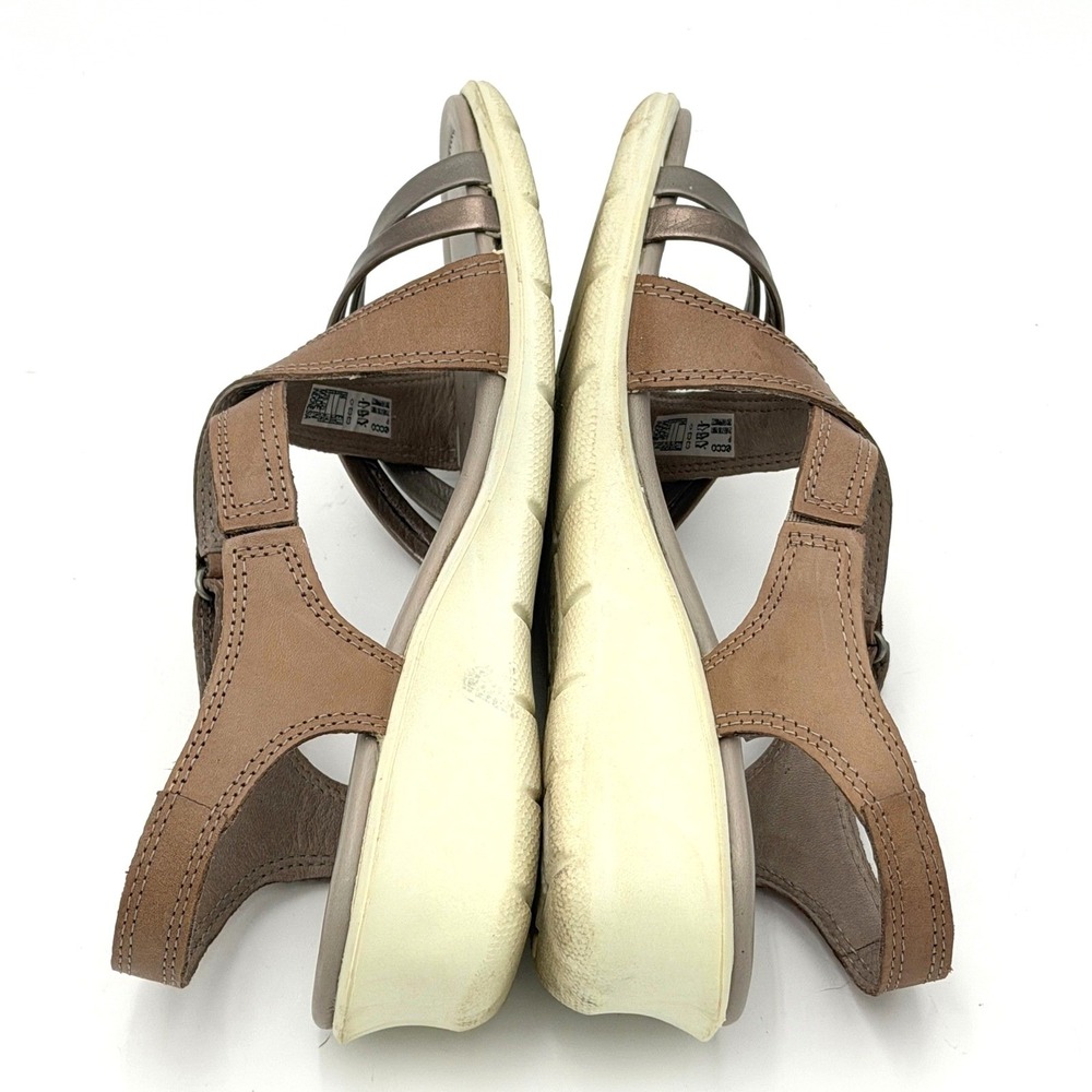 ECCO Damara Ankle Strap Sandals Brown Metallic Leather Wedge 216513 Womens 6 - Picture 3 of 6